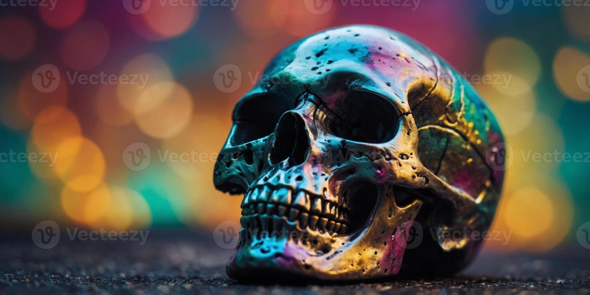 A colorful background with a skull on it. photo