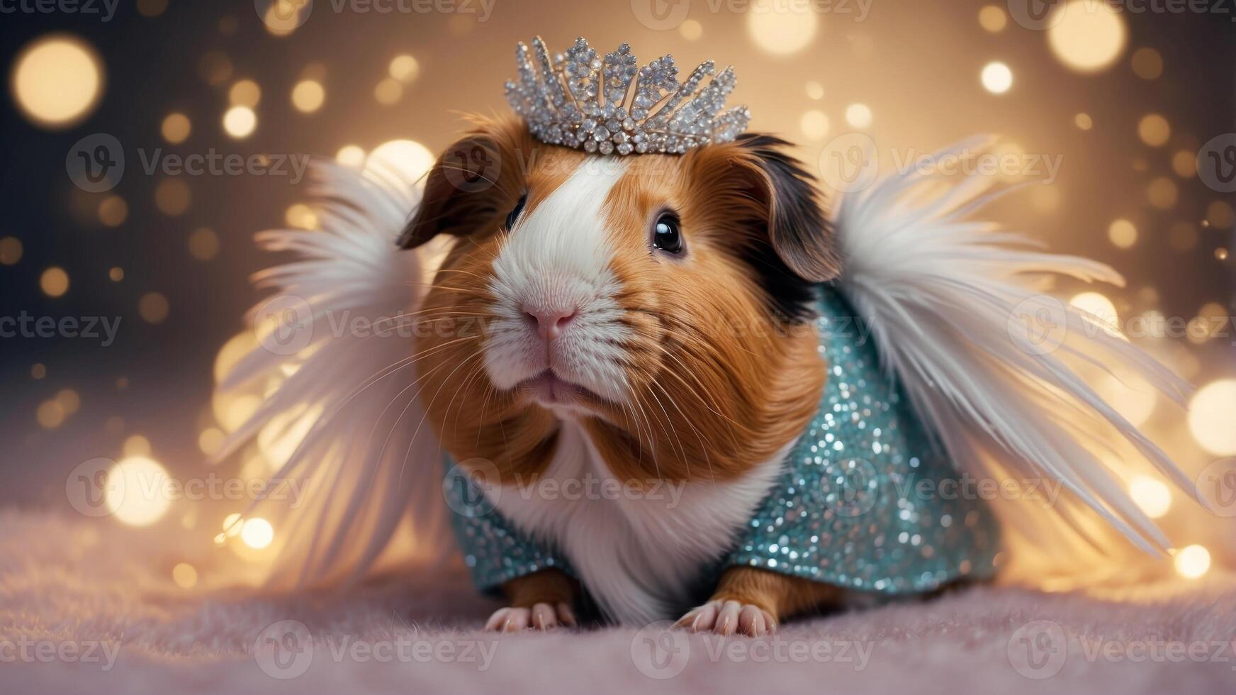 Guinea pig with angel wings and sparkles. photo