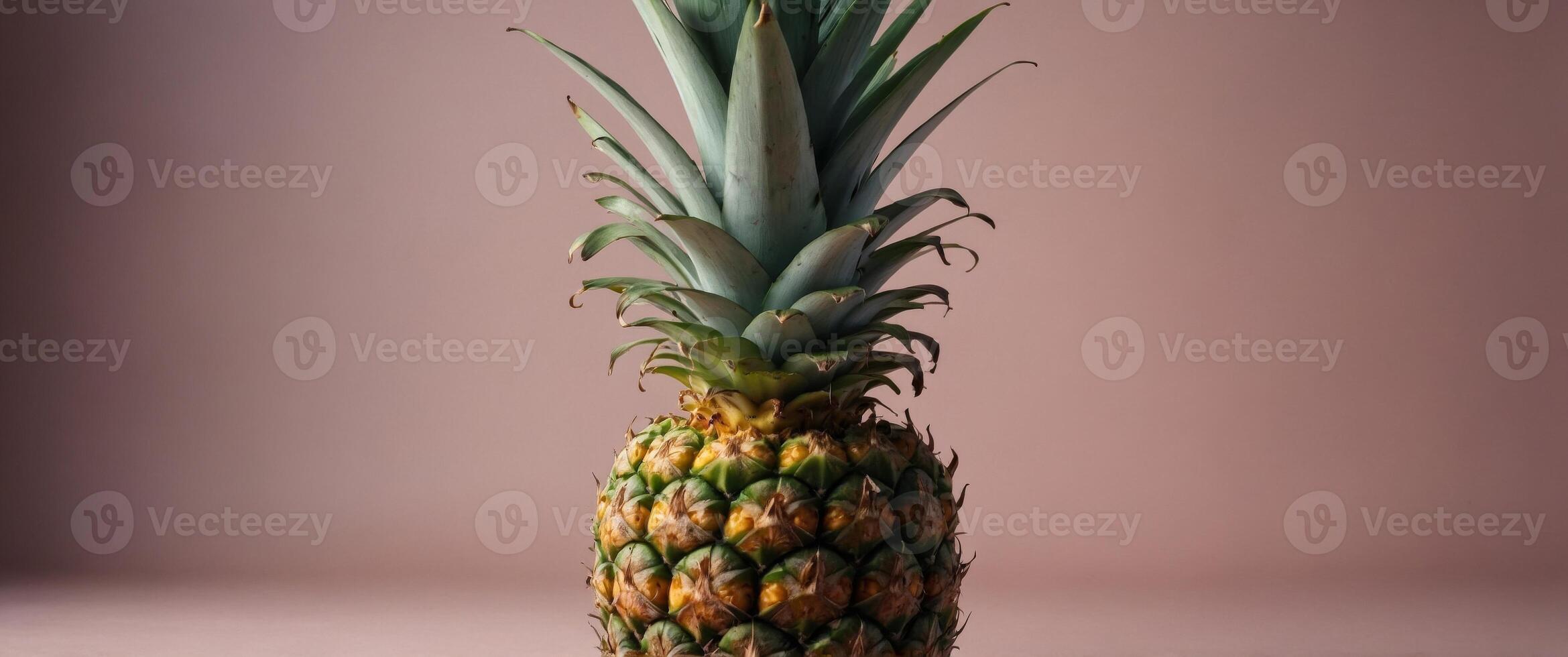 one pineapple on a solid color background. photo