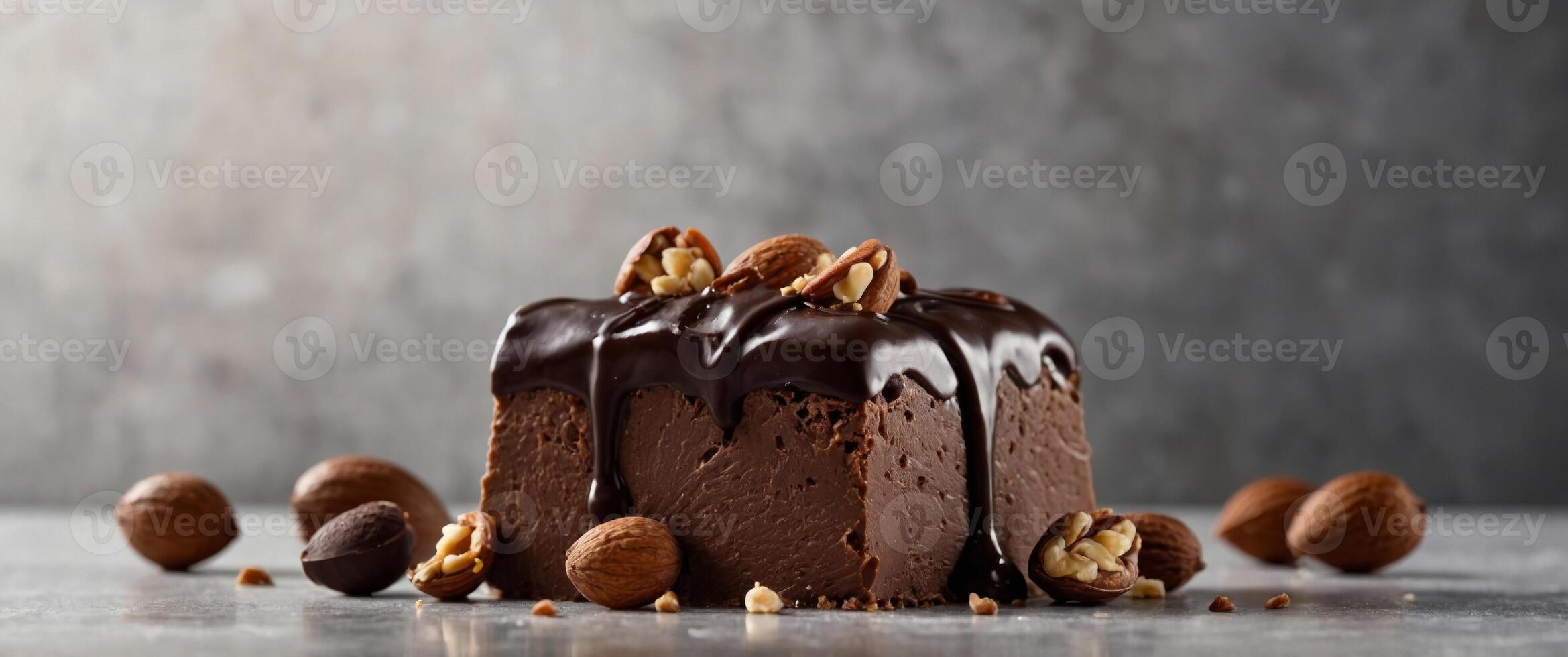Artisanal Chocolate Dipped Ice Cream Bar with Nuts on Clean Background. photo