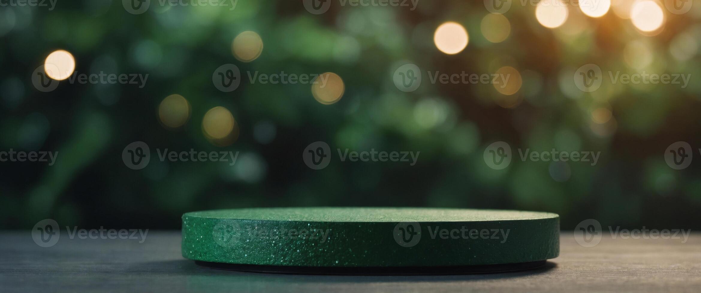 Minimalist Green Platform for Product Display. photo
