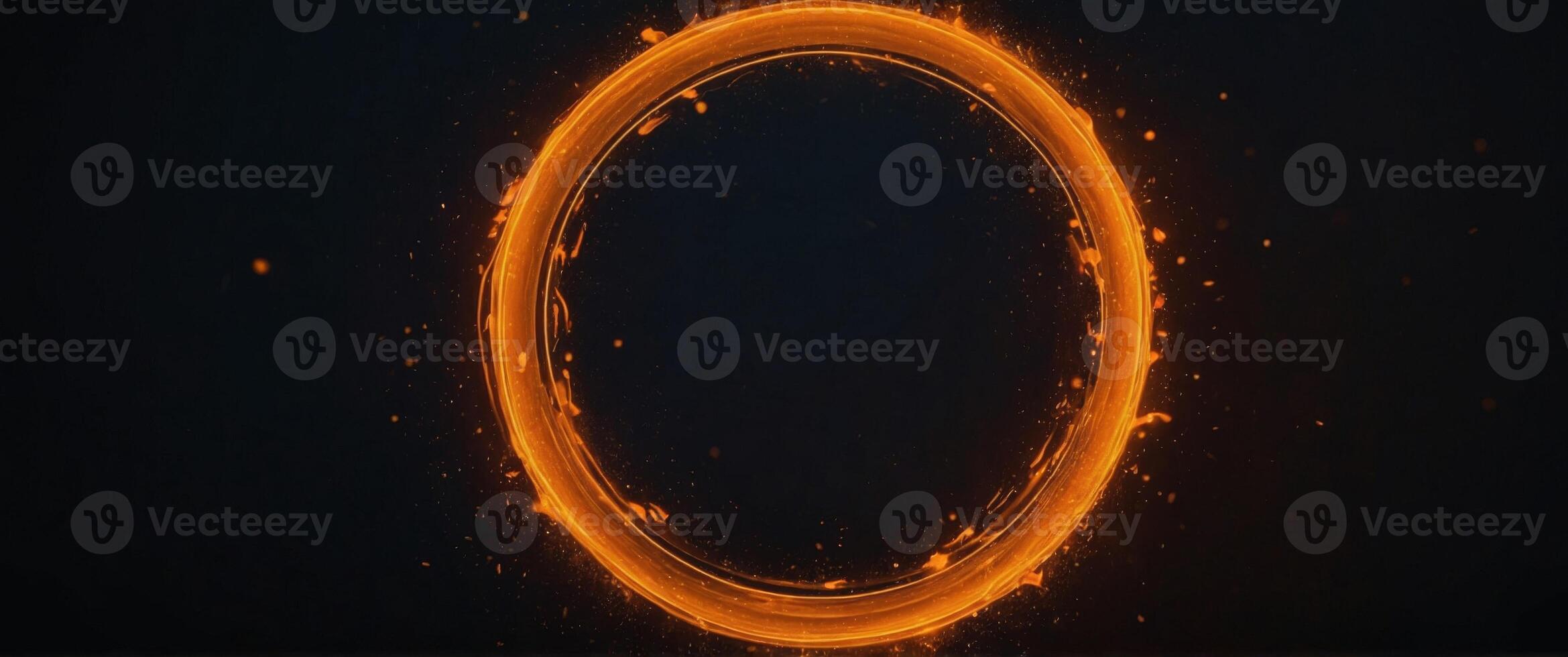 An black background with a bright orange circle in the center. photo