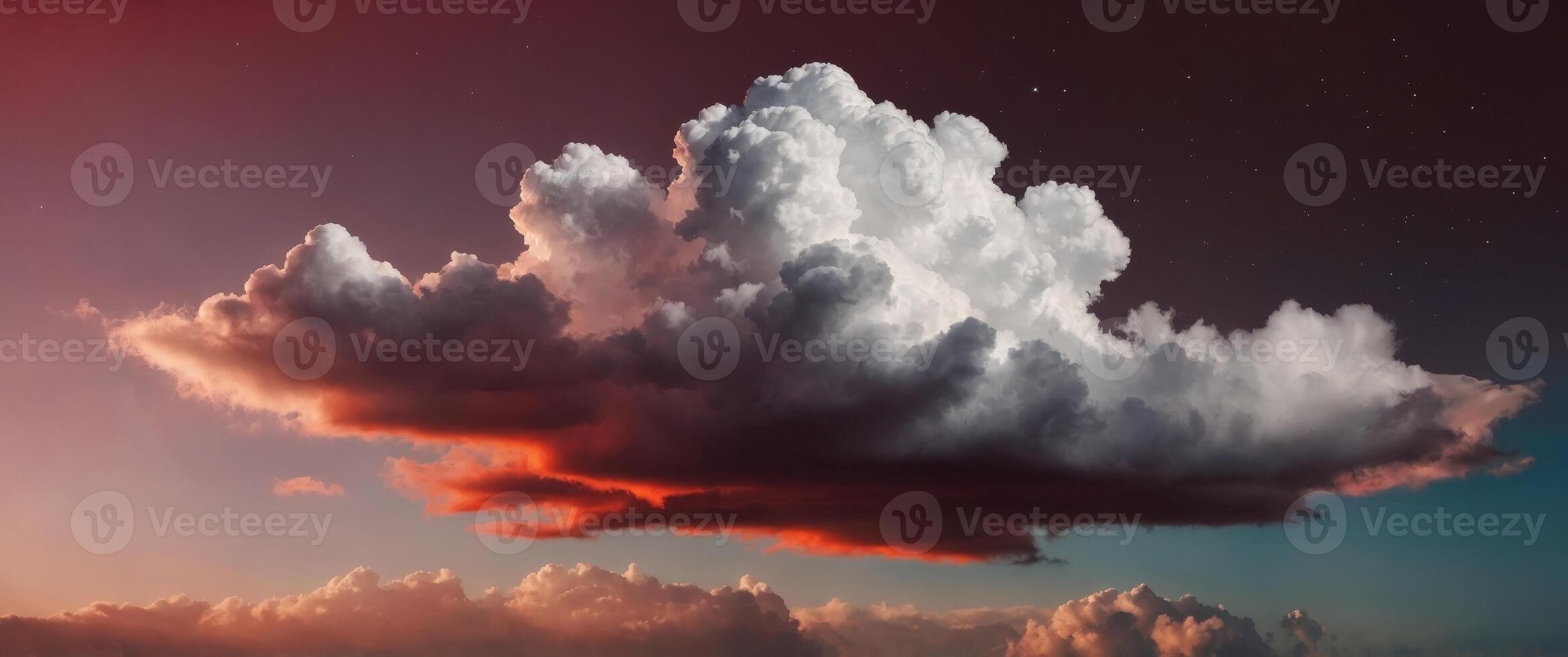A white cloud is floating on a red background. photo