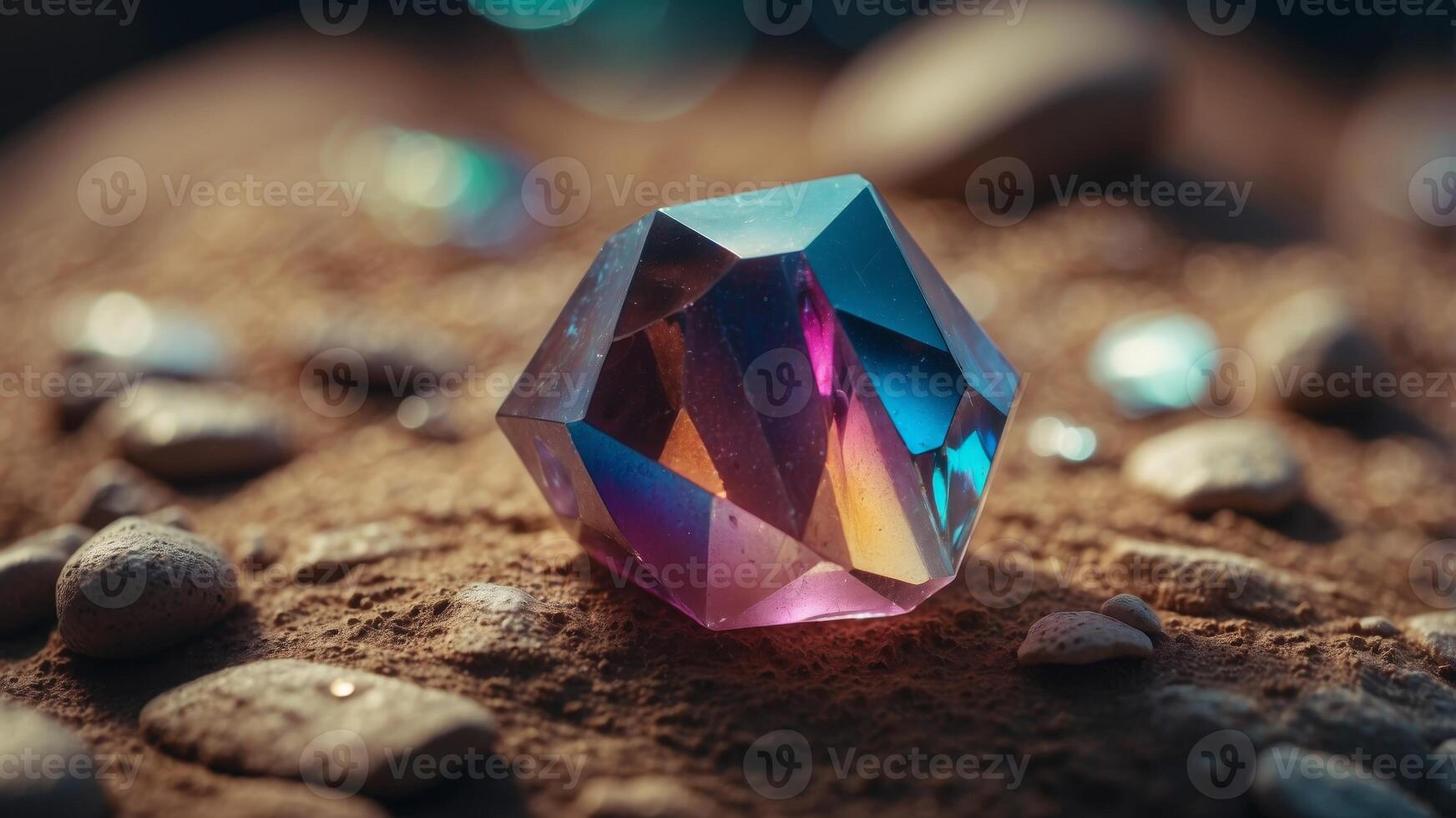 Macro Shot of a Colorful Iridescent Crystal. photo