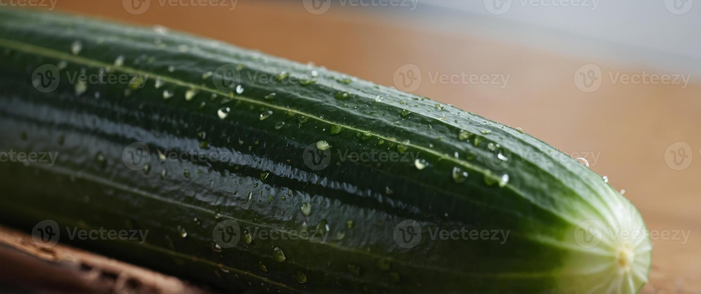 A close up of a cucumber with four slices. photo