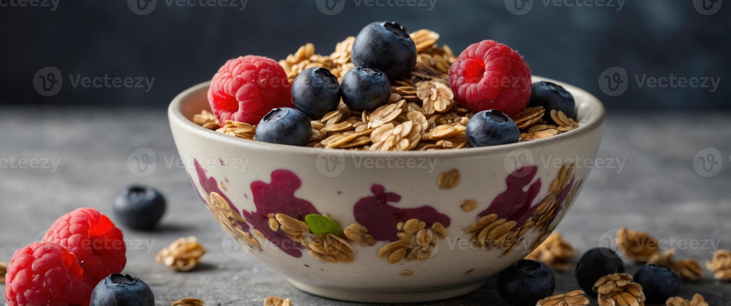 healthy fresh Bowl yogurt muesli berries. photo