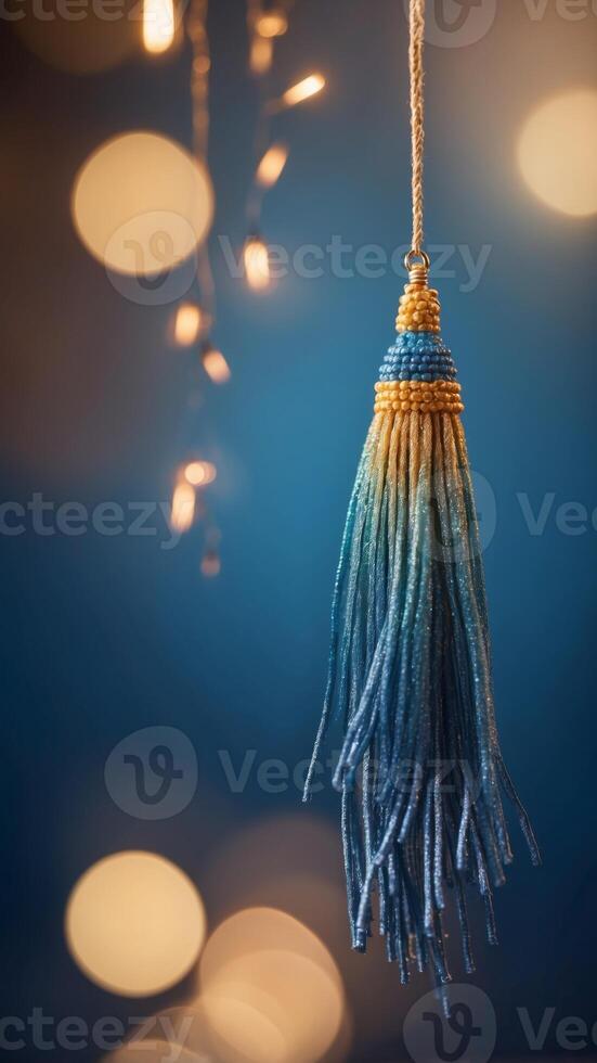 tassels and blue background for creativity. photo