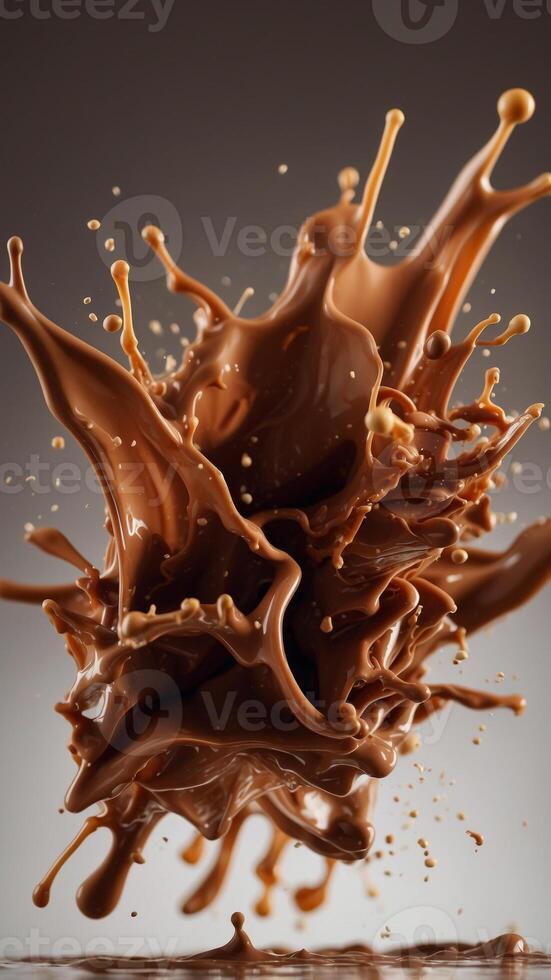 Splash of molten chocolate creating dynamic shapes. photo