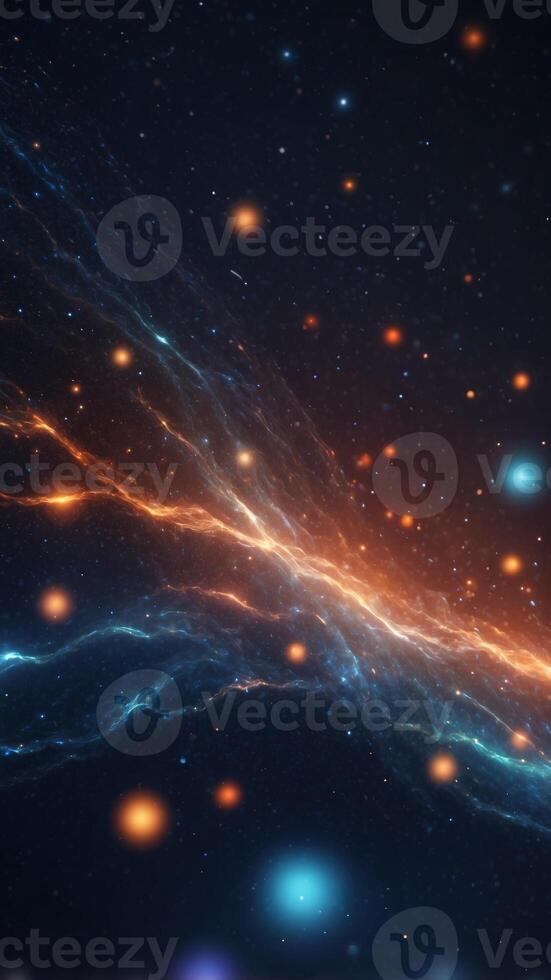 hyperspace speed effect in night starry sky bright blue galaxy horizontal background. photo