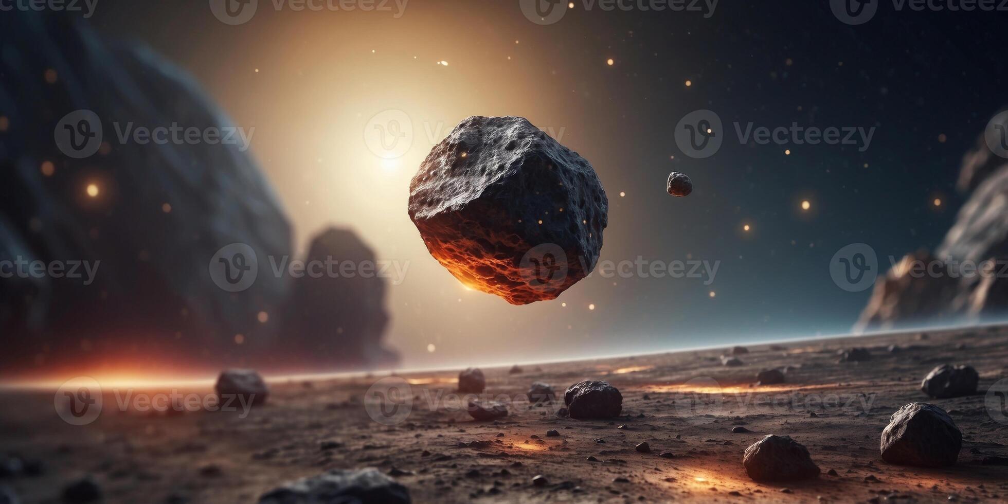 Concept Art of an Asteroid's Close Approach. photo