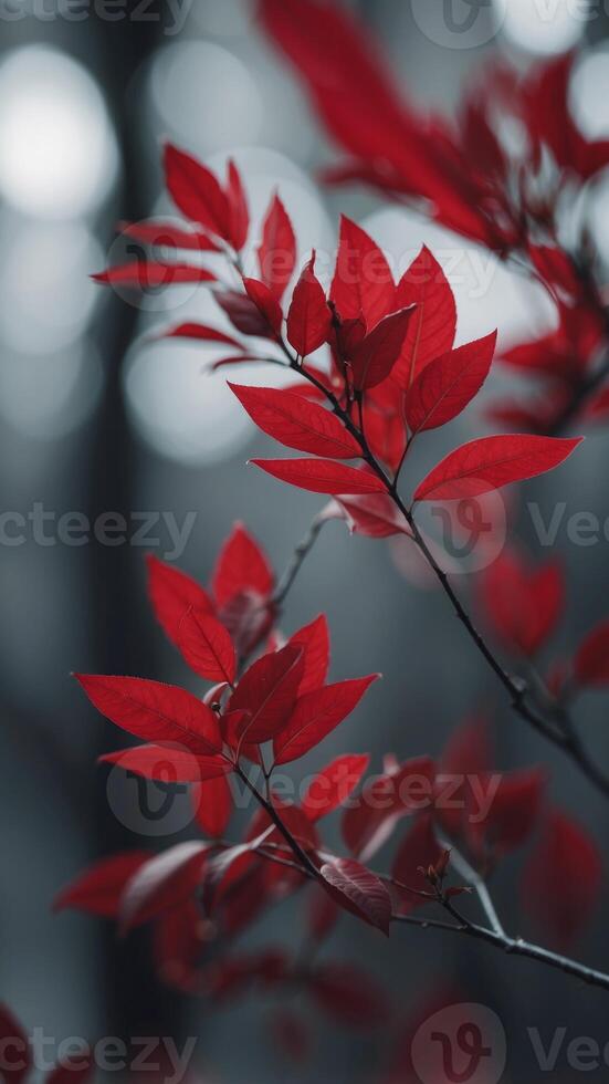 Dark leaves with contrasting red foliage. photo