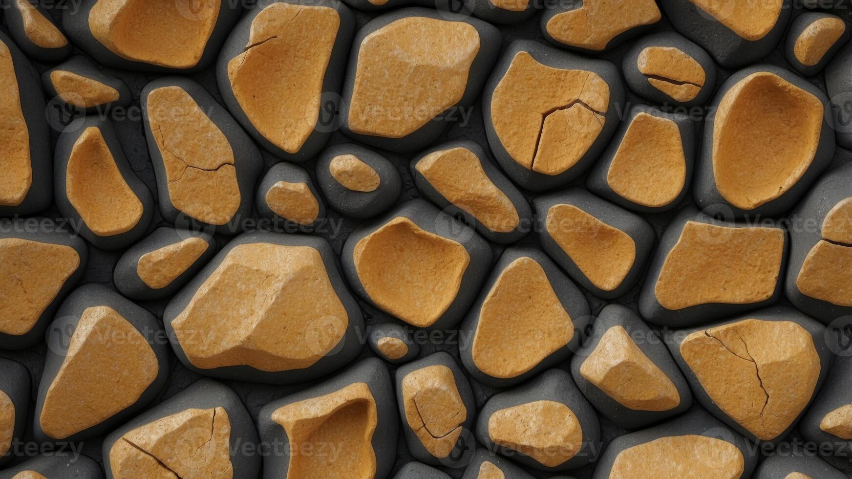 A black and gold rock wall with a lot of cracks and holes. photo