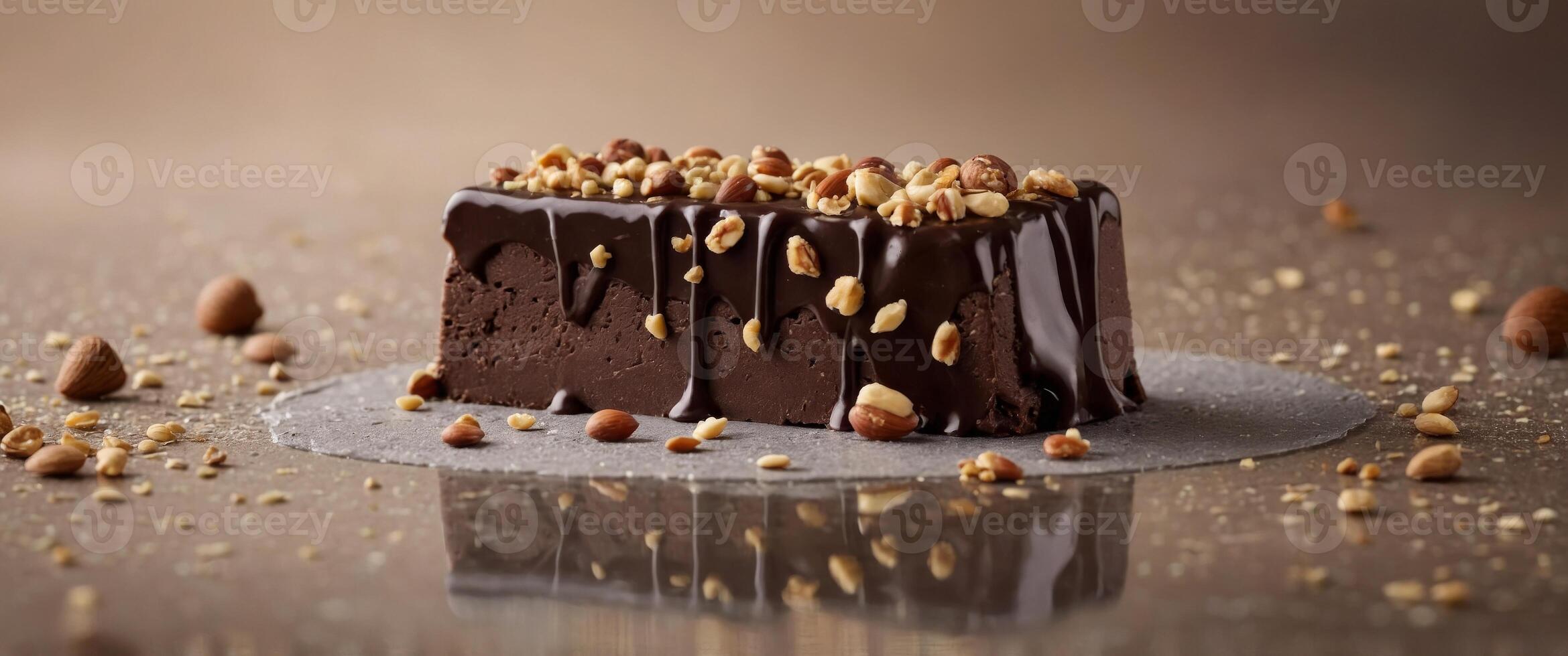 Delectable Chocolate Dipped Ice Cream Bar with Crunchy Nuts on a Simple Background. photo
