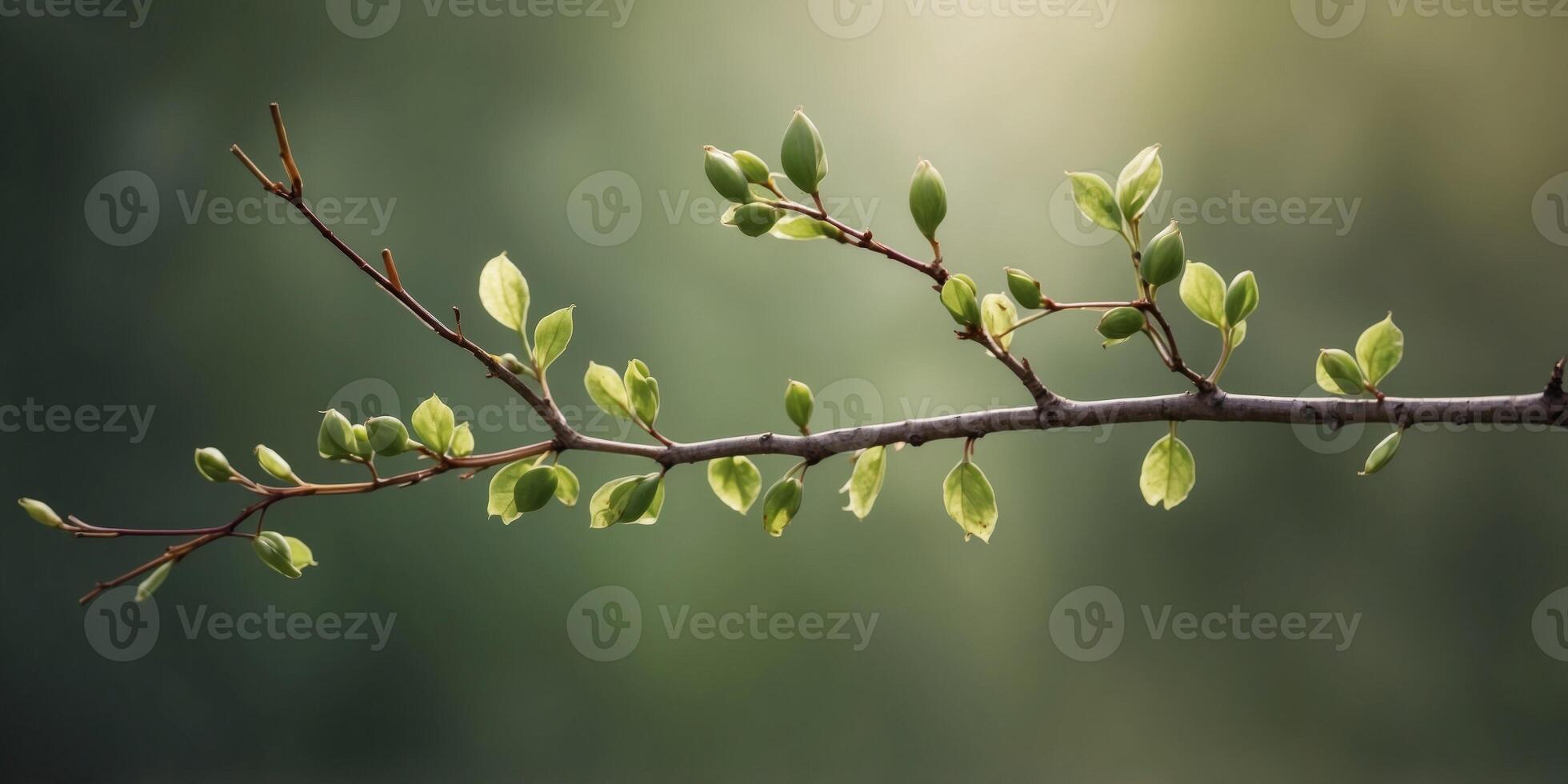 Twig frame with green buds in raster format. photo