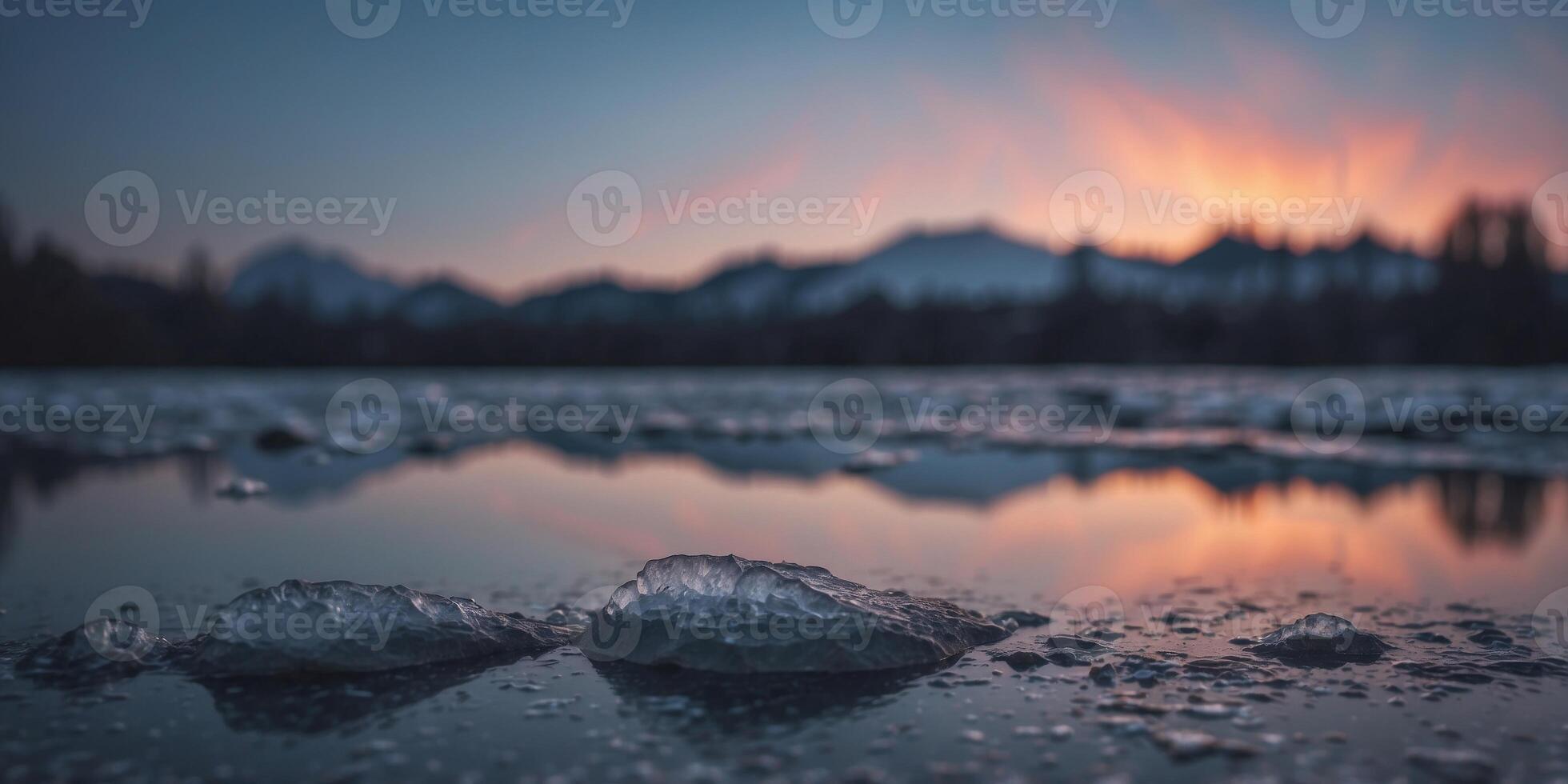 Dark Matter Skies Reflecting on a Frozen Lake. photo