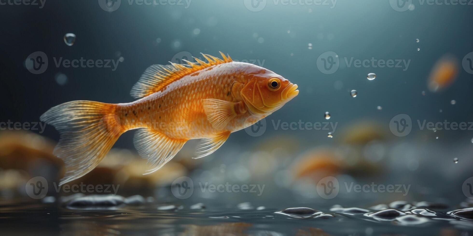 Desolate Visions of Oil Contaminated Fish in Polluted Waters of Nature. photo