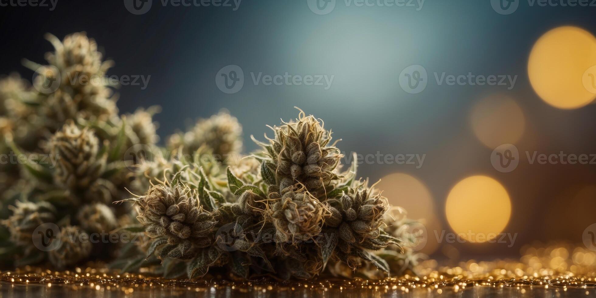 Marijuana bud and strong extract of gold cannabis. photo