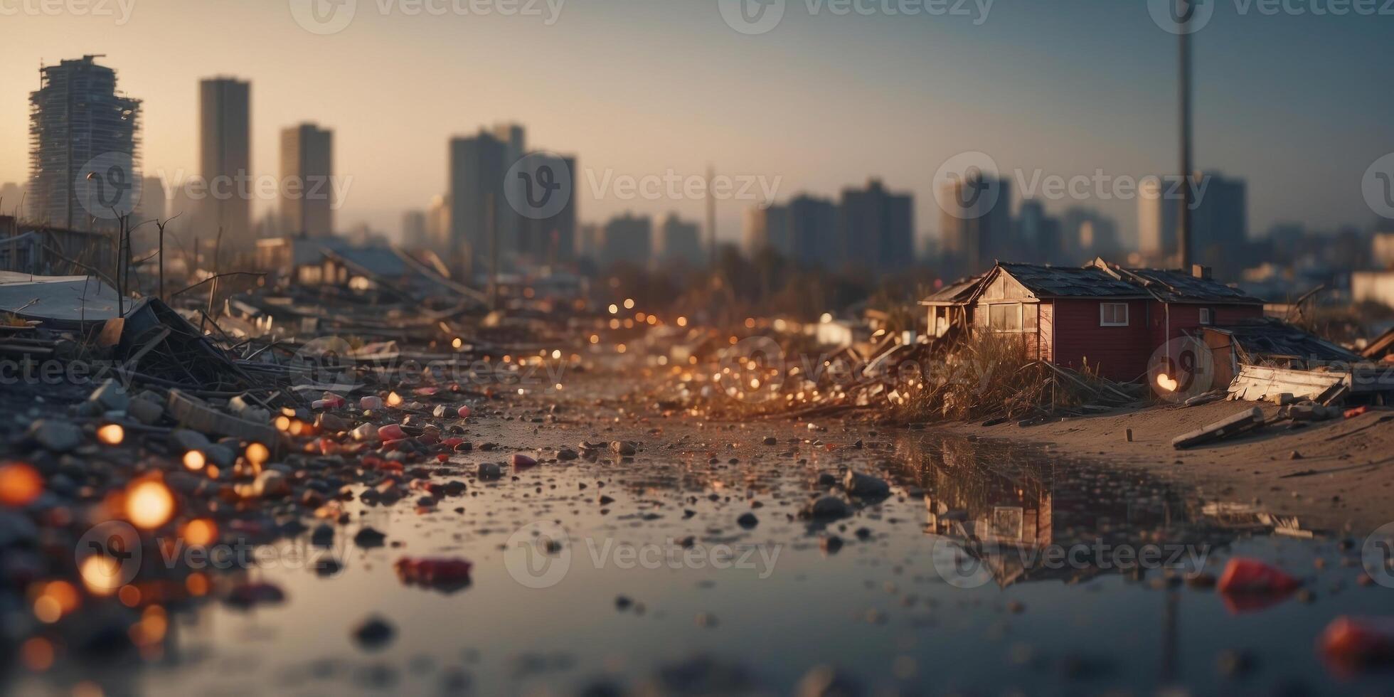 Urban Landscape in the After destroy of a Tsunami. photo