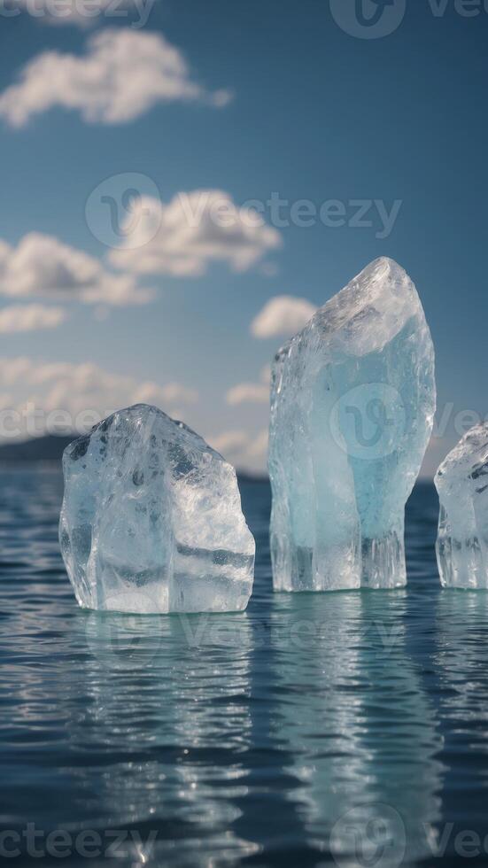 Icebergs floating in crystal clear water. photo