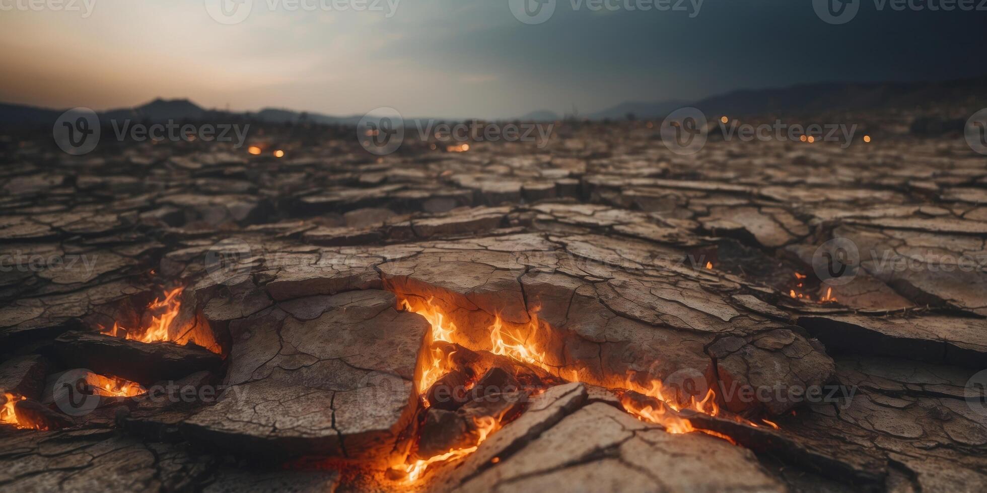 devastated landscapes disaster with scorched earth. photo