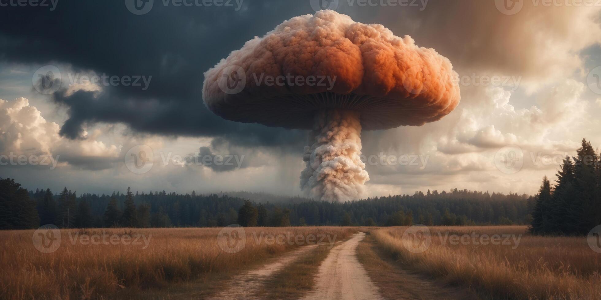 A Large Mushroom Cloud Rising Through a Cloudy Sky. photo