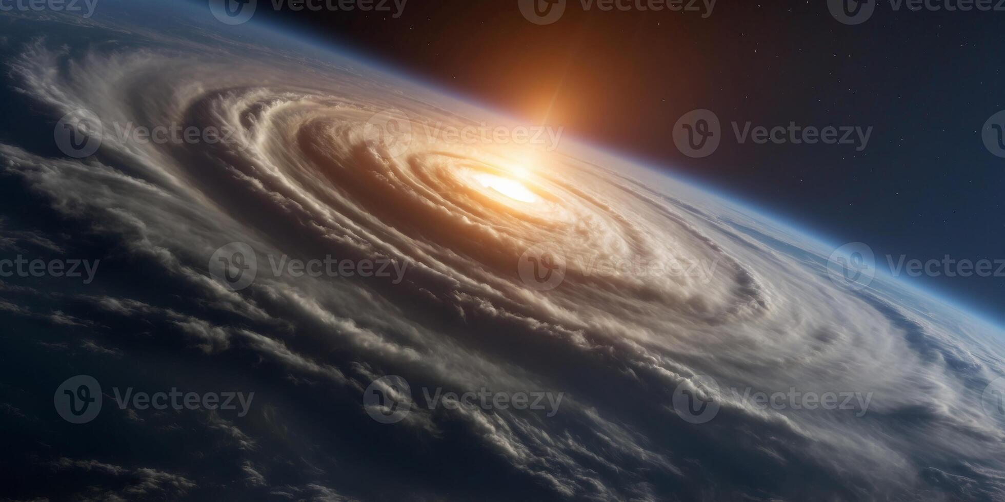 A large hurricane was seen over in the atmosphere from space. photo