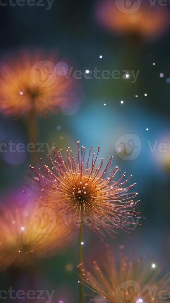 A garden of sentient flowers that communicate through light pulses. photo