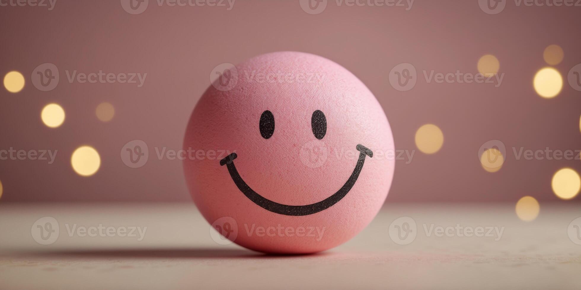 Simple and Cheerful Smiley Face on a Pink Background Expressing Warmth Positivity and a Friendly Attitude in a Minimalist and Modern Design. photo