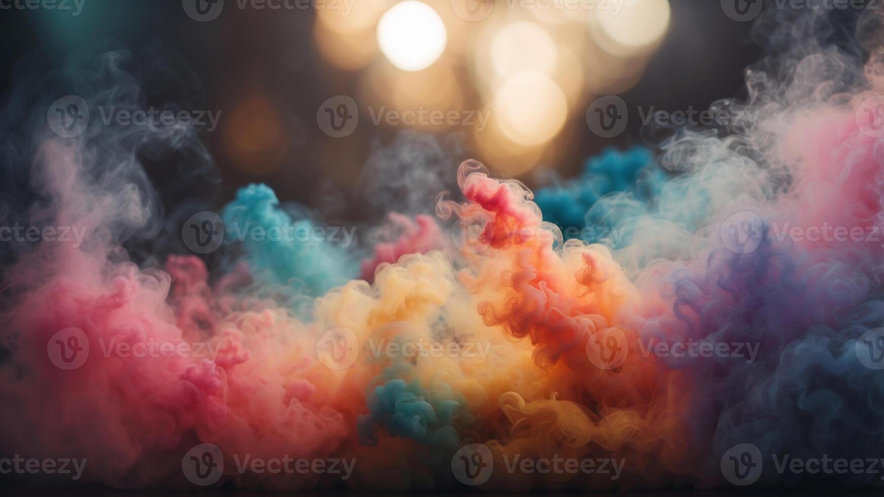 A very colorful space filled with lots of smoke. photo