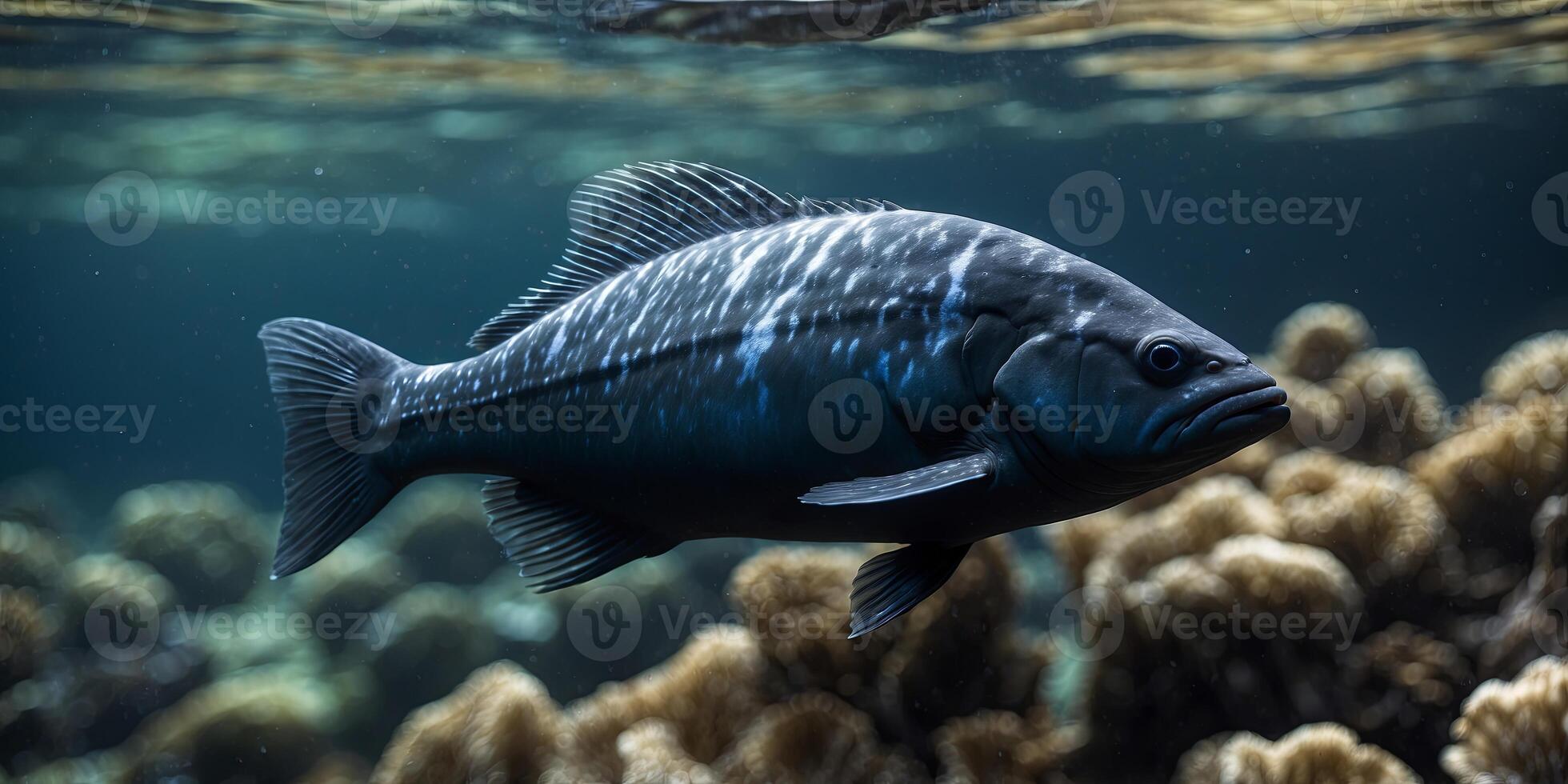 Silhouette of greant white shanrk swimming underwanter in blue oceann or sean Manrine wildlife danngerous predantor fish annimanl, islannd, anttanck, deep. photo