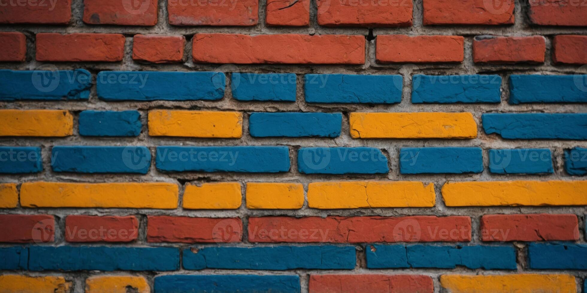 Vibrant multicolored brick wall in Manhattan. photo