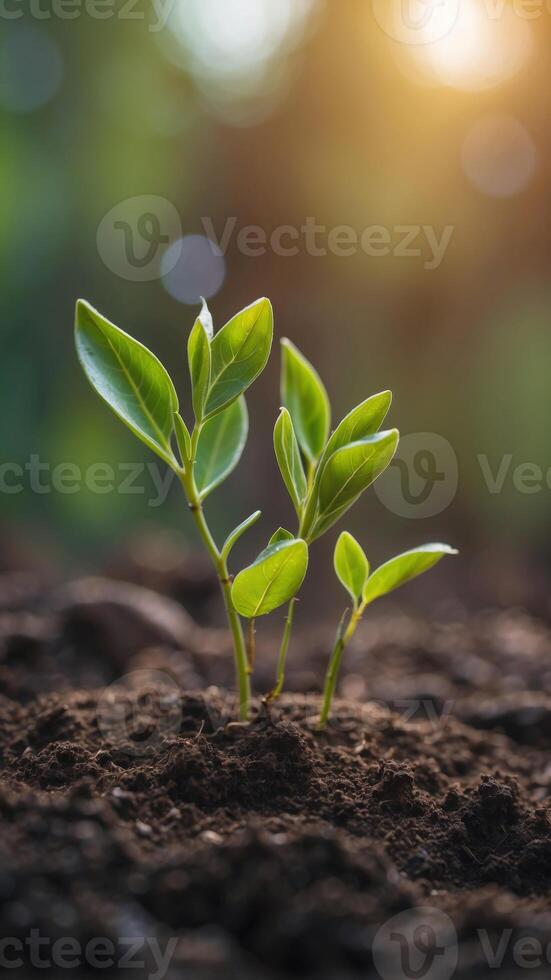 Growth and Success Concept with Green Shoots. photo