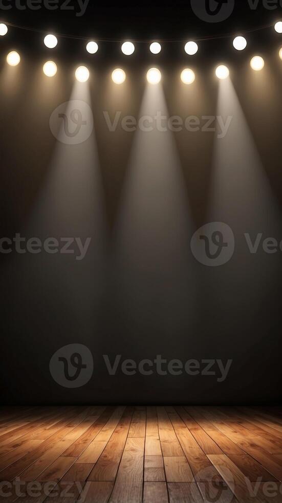 Empty room for product display with concert stage spotlight lighting. photo