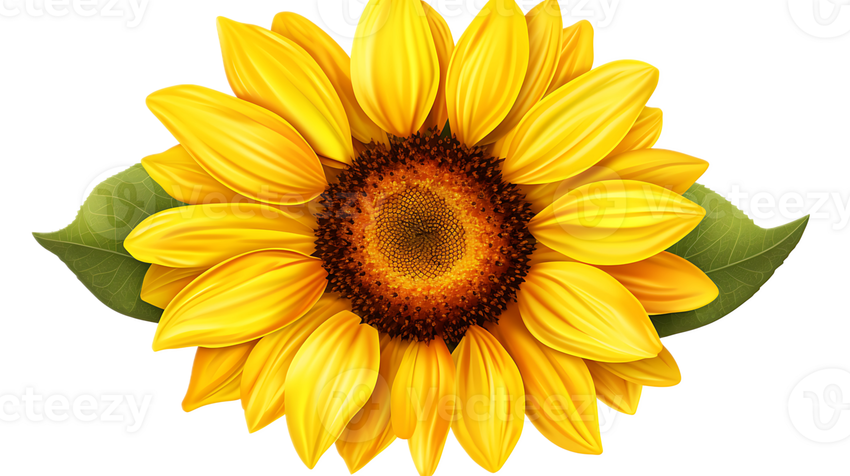 A yellow sunflower with a bright, cheerful center on a transparent background png