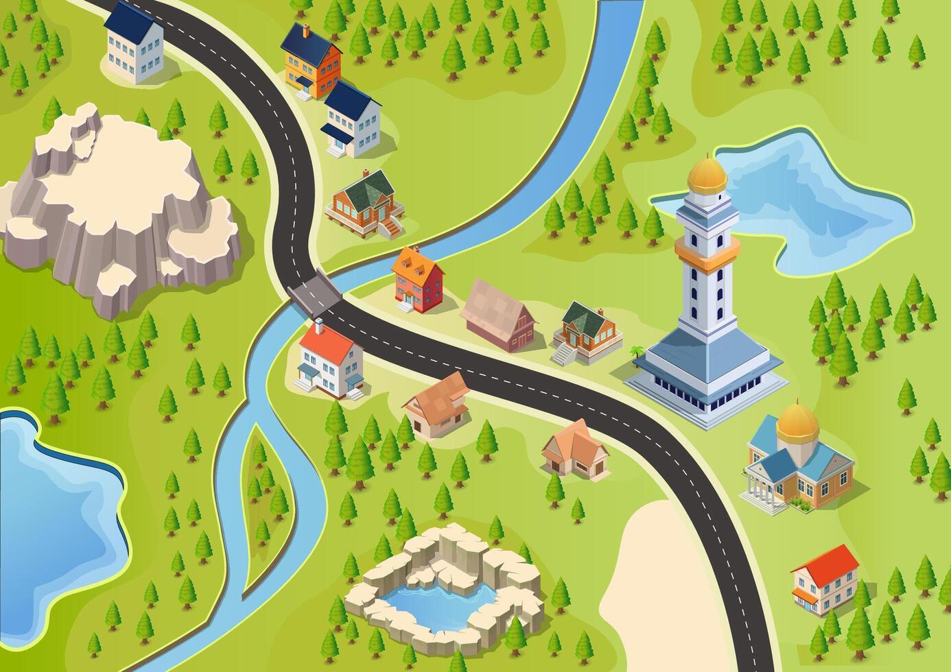 isometric map for game assets vector