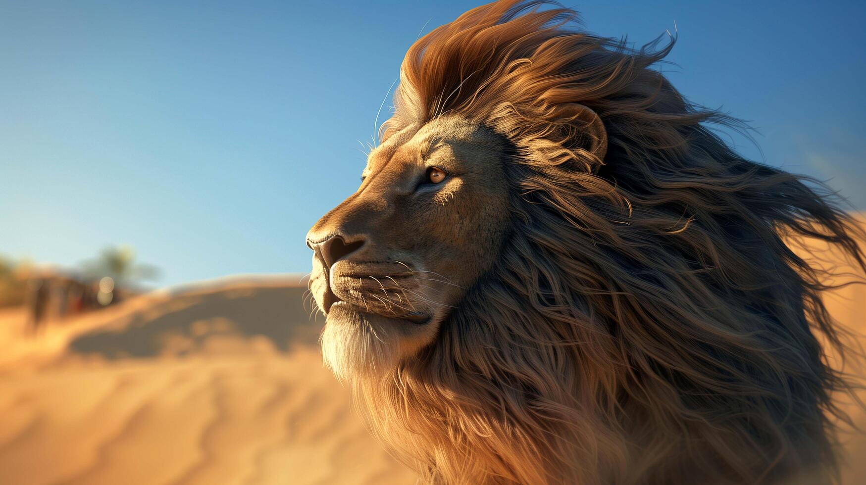 Fearsome lion, with eyes full of determination and predatory instinct photo