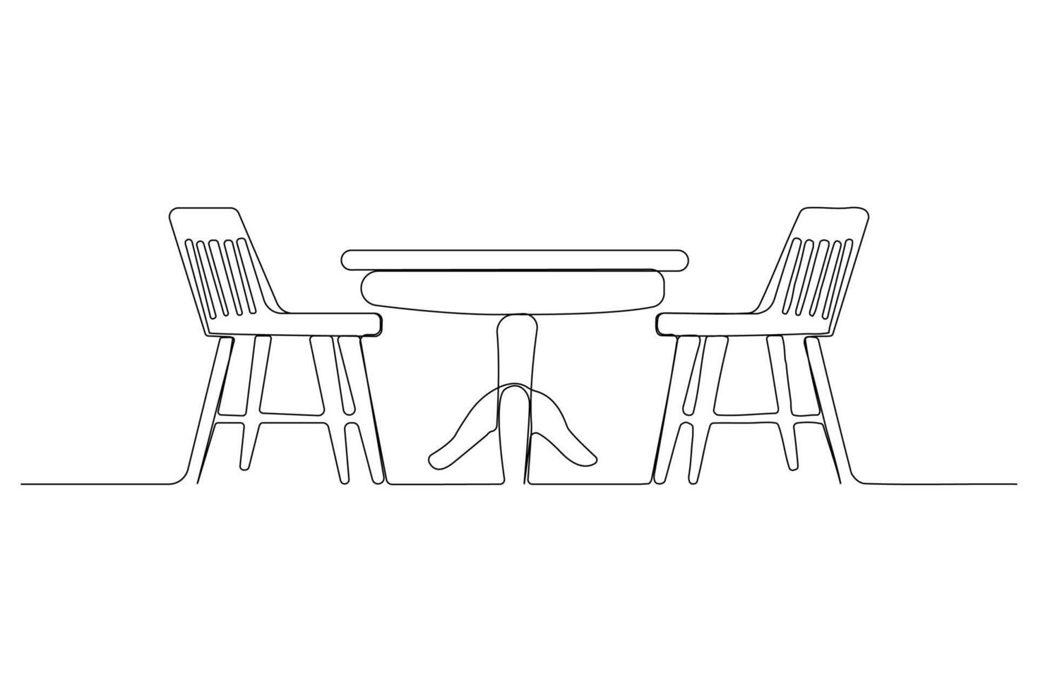 Continuous single-line art drawing of dining table and chair. vector