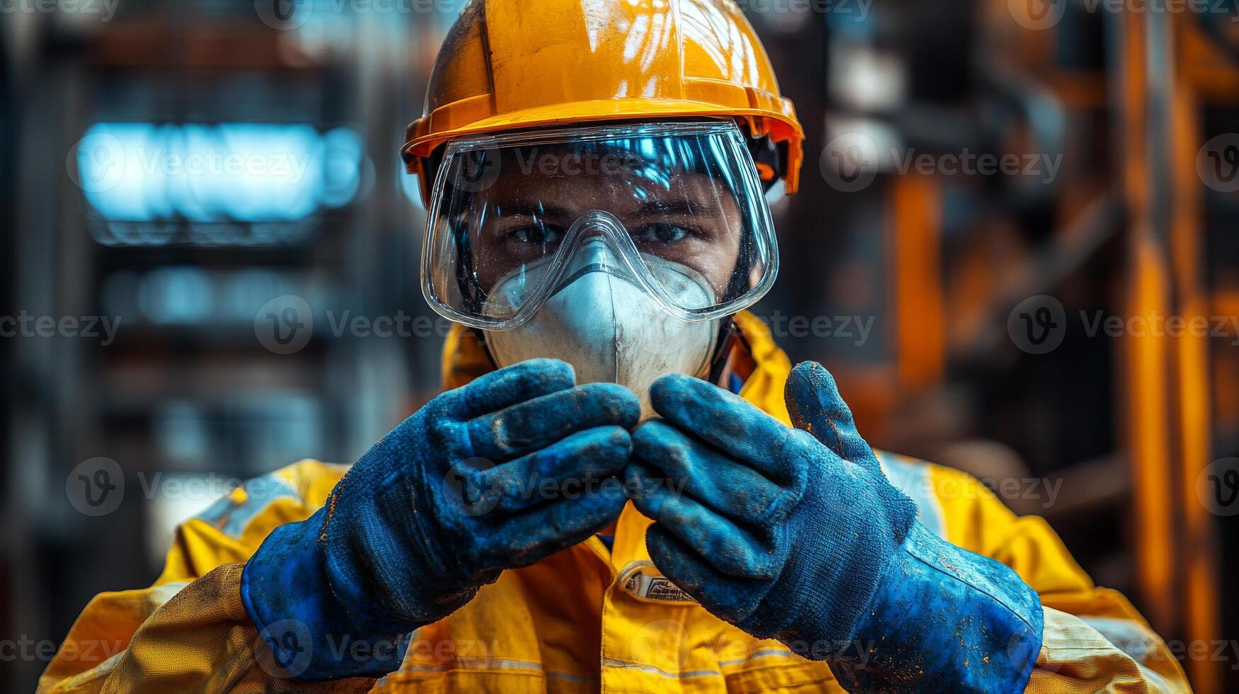 Industrial Worker in Safety Gear and Gloves photo