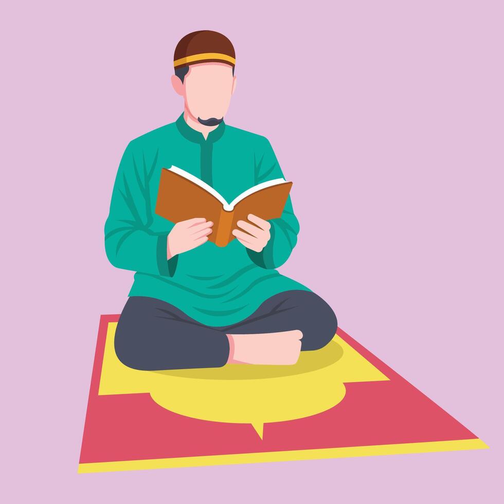 reading quran art design vector