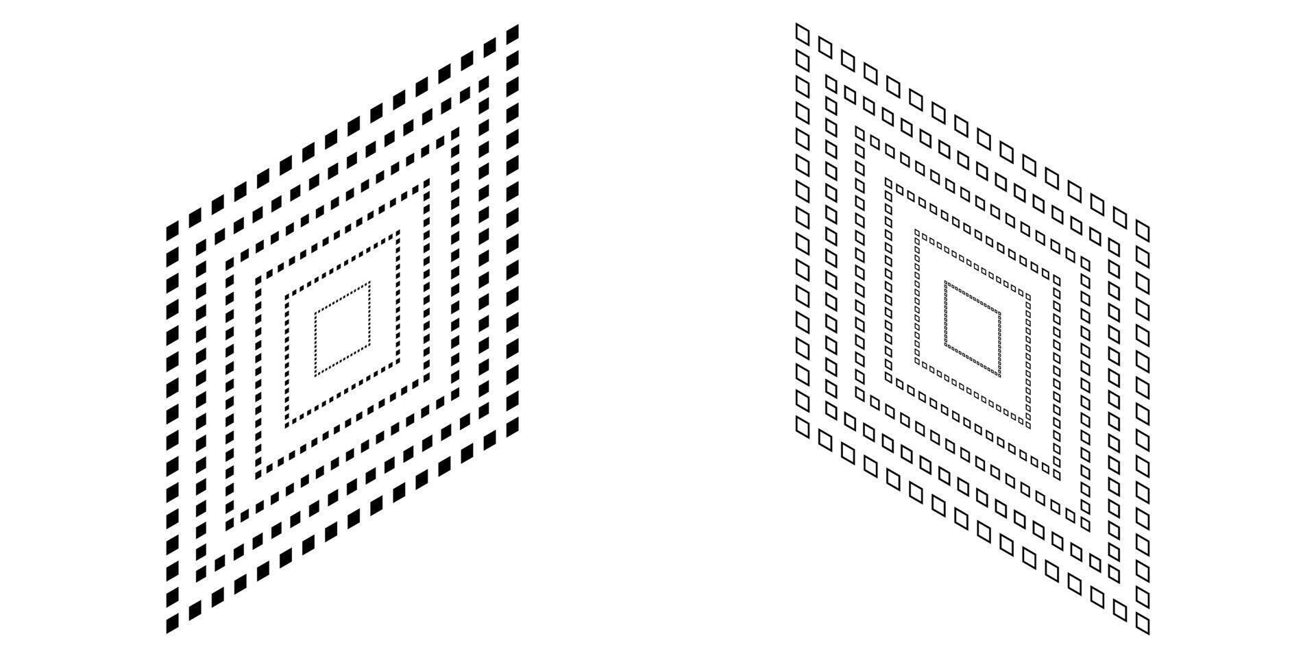 Concentric dotted square abstract geometric artwork pattern. vector