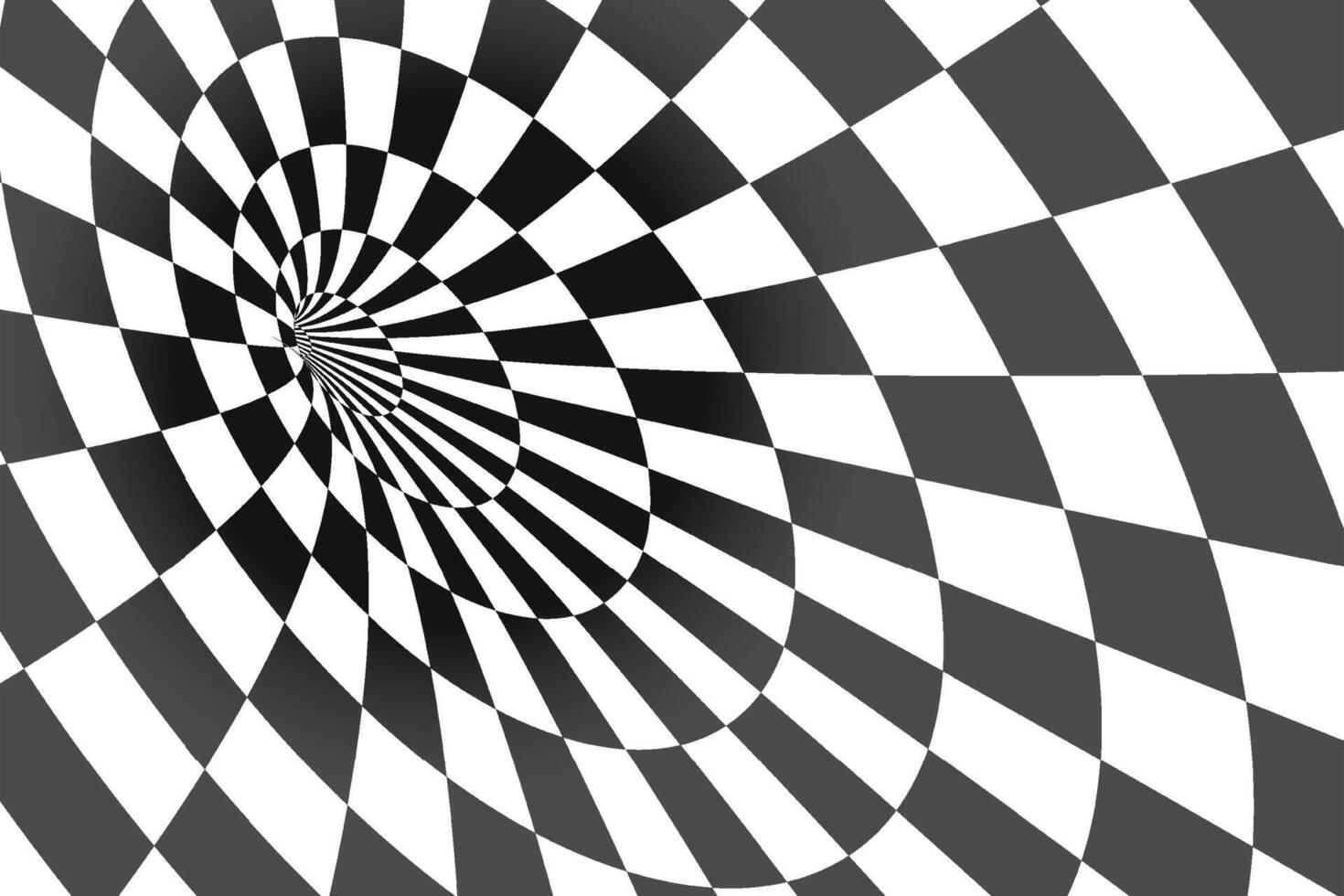 Optical illusion with black and white hypnotic wormhole tunnel abstract. vector