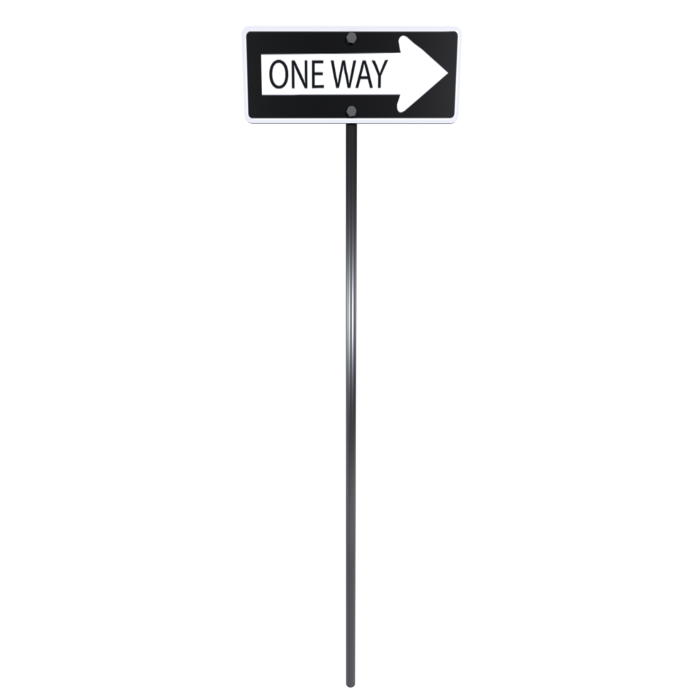 3D rendering of a one-way street sign on a clear background png
