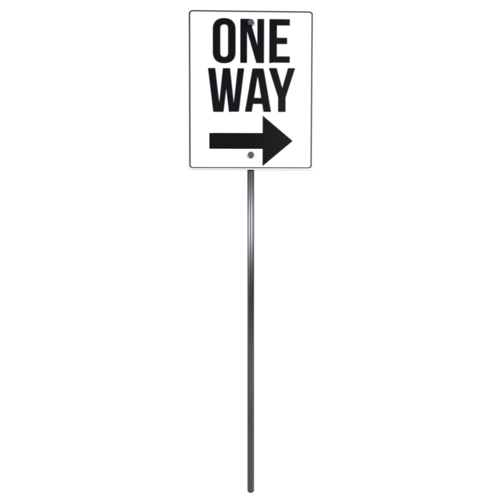 Modern 3D rendering of a one-way street sign directing traffic png