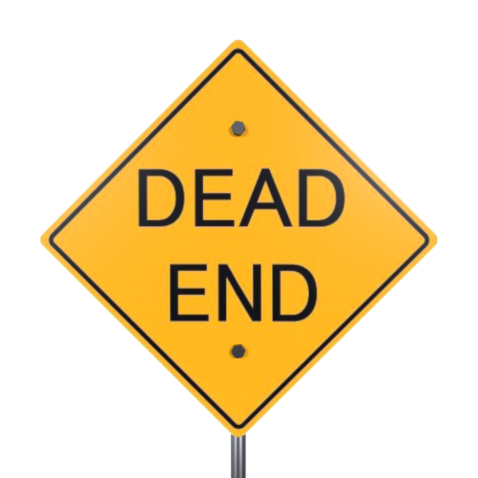 3D rendering of a yellow dead end warning sign png