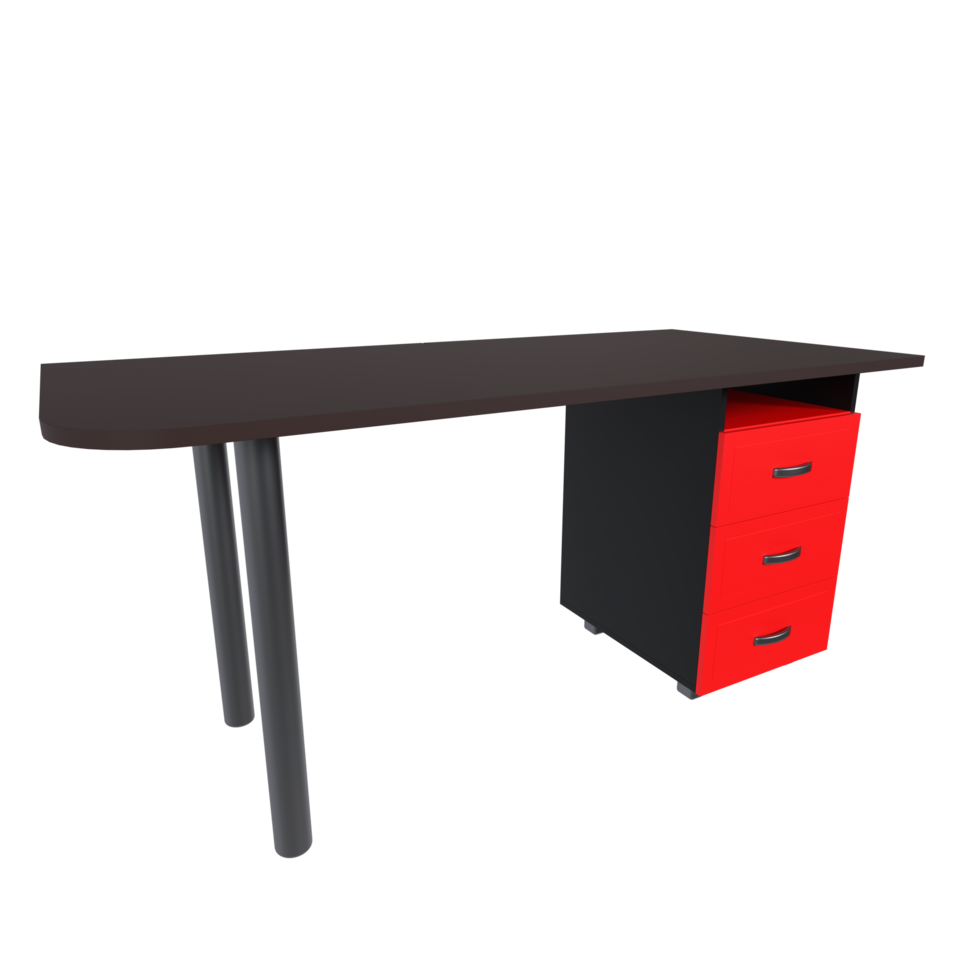 Modern 3D rendering of a sleek black and red office desk design png