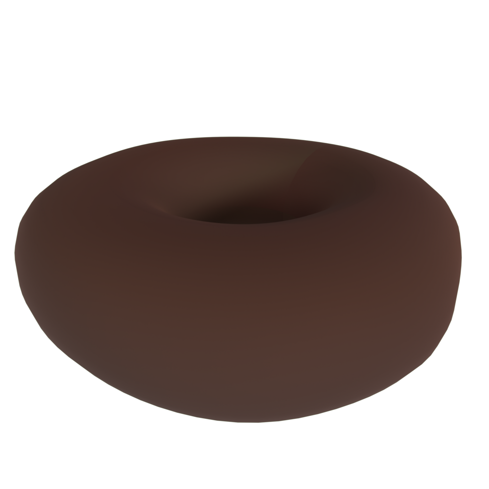 3D rendering of a chocolate donut on a simple transparent png