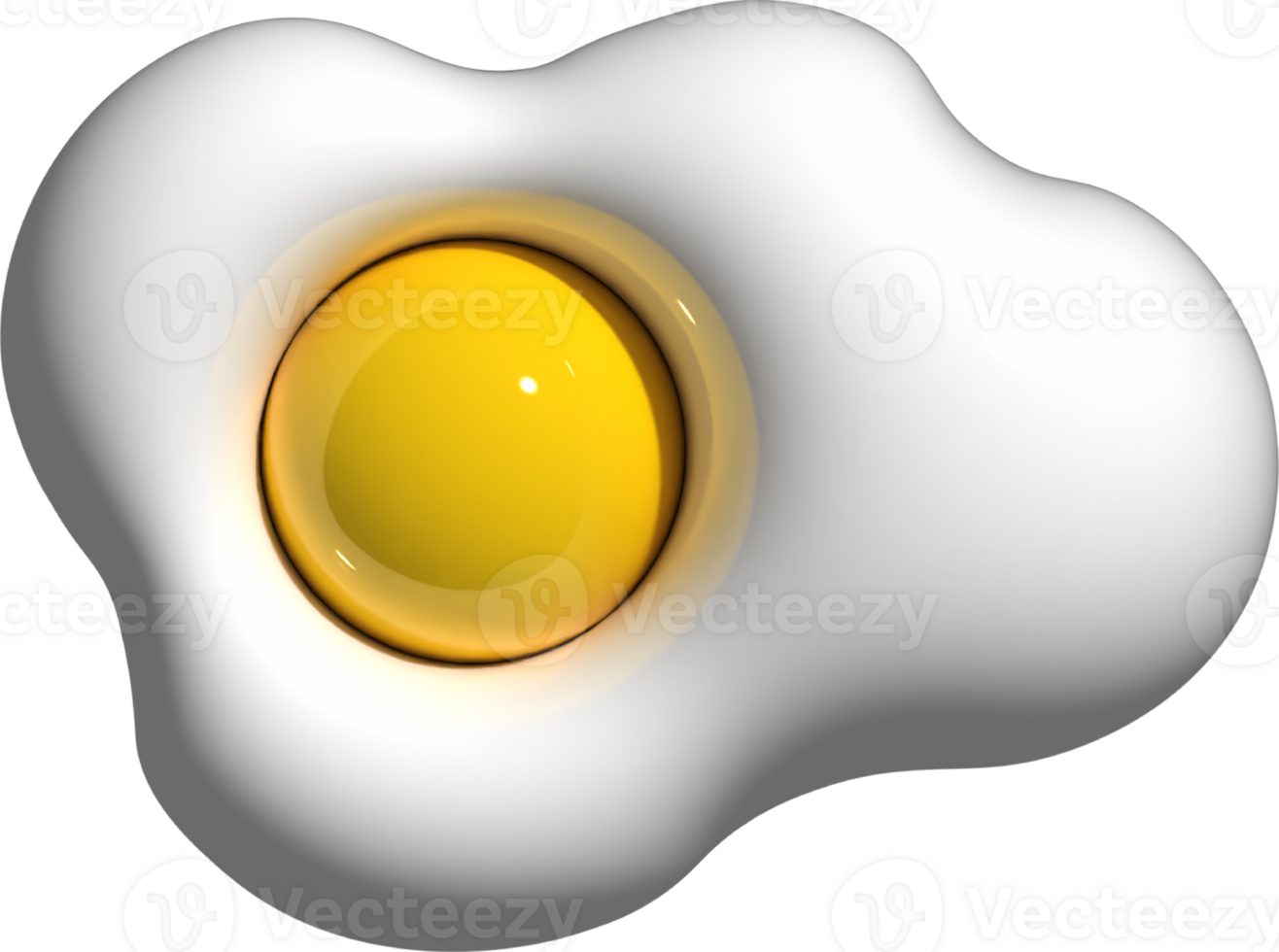 Egg 3D Sunny Side Up. Cartoon Illustration. an egg with a white shell and yellow center png