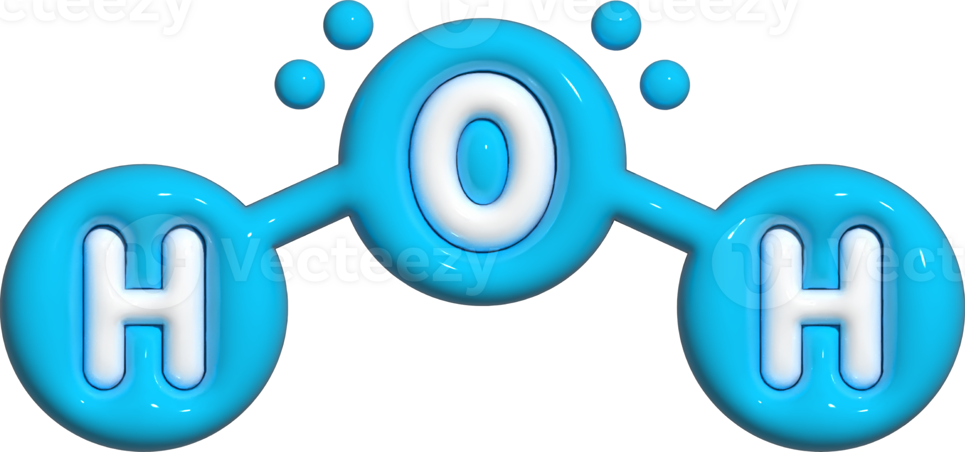 H2O Lewis Structure. Water Formula 3D Render Inflated Illustration png