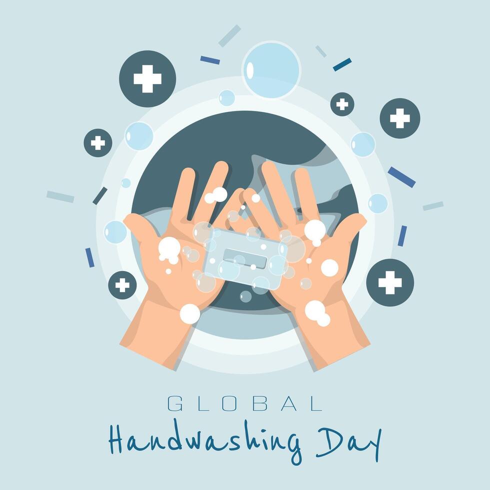 Global Handwashing Day Poster with wash your hands to maintain cleanliness vector