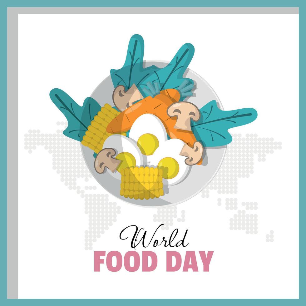 World Food Day Poster with healthy food in a bowl vector